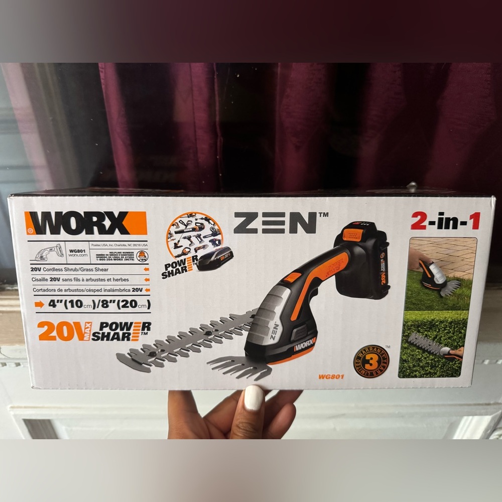 2-in-1 Cordless Shear and Grass Trimmer - Black and Orange